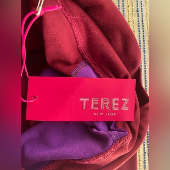 TEREZ Electric Purple And Black Raspberry TLC Colorblock Leggings Sz L NWT - Picture 16 of 16